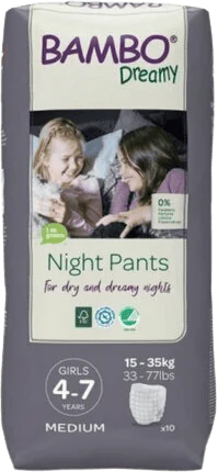 10 Culottes Nuit Fille 4-7 ans 15-35kg BIO